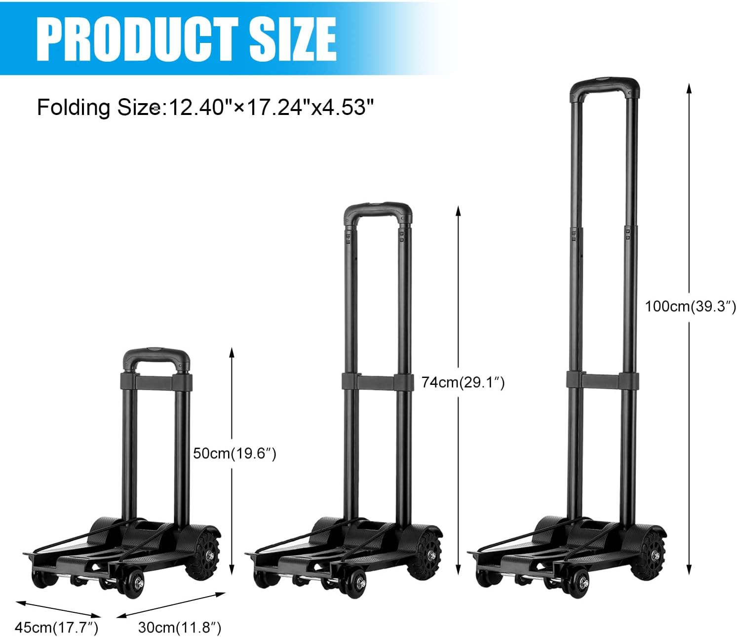 Buy Folding Hand Truck, 4 Wheels Hand Truck Dolly Folding Cart with 2