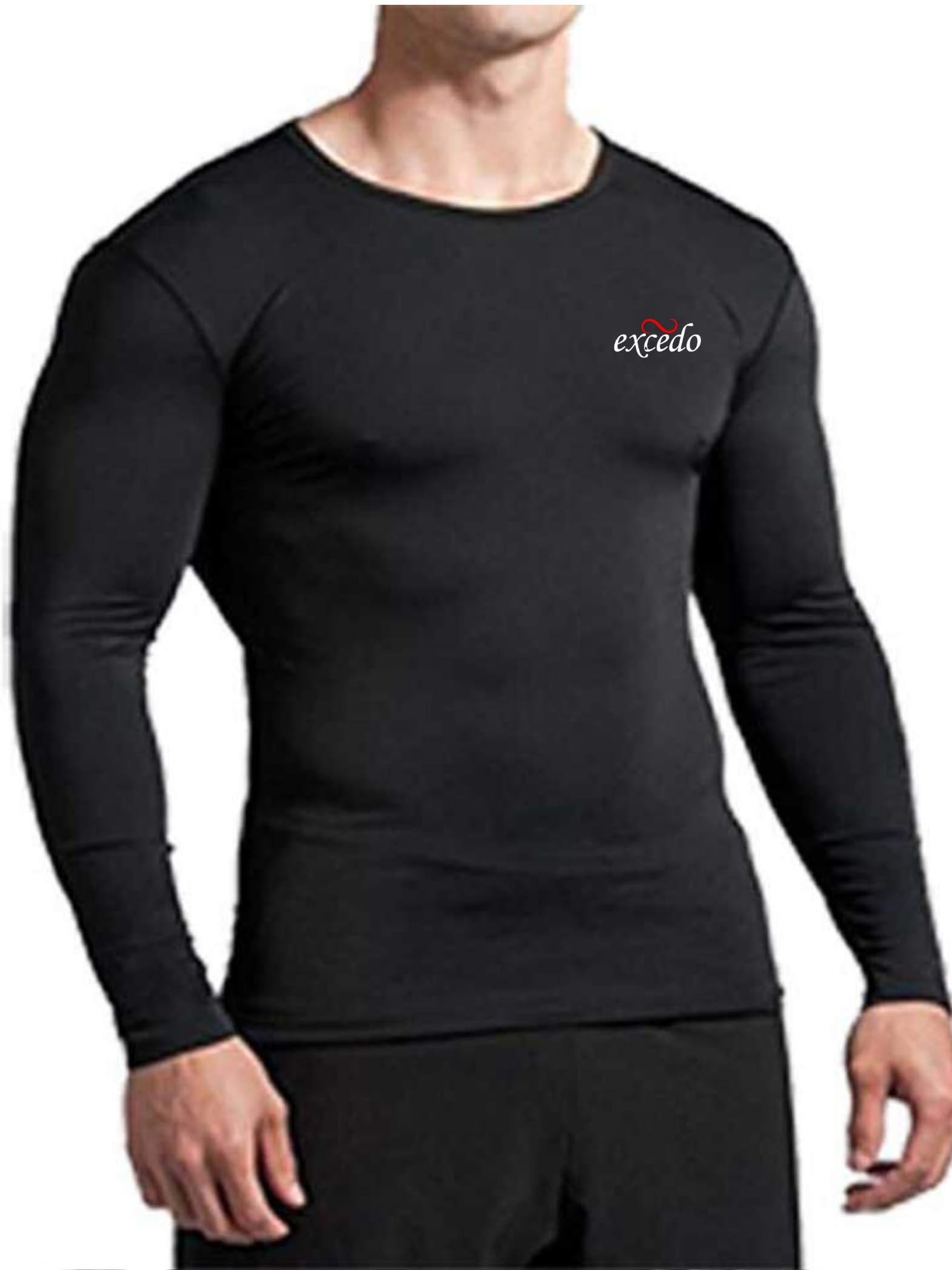 Compression Top Full Sleeve for Men, Upper Tights for Men, Atheletic fit, Cricket Inner, Football Inner, Kabaddi kit, Cycling wear, Yoga wear, Gym wear, Skin fit Lycra wear Black