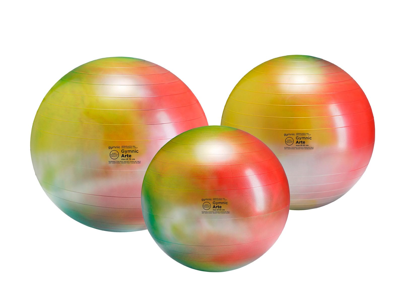 GYMNIC Arte Palla da ginnastica multicolore per fitness max Ø 65 cm, fisioterapia e riabilitazione, ideale per esercizi posturali e come seduta dinamica, dispositivo medico classe I