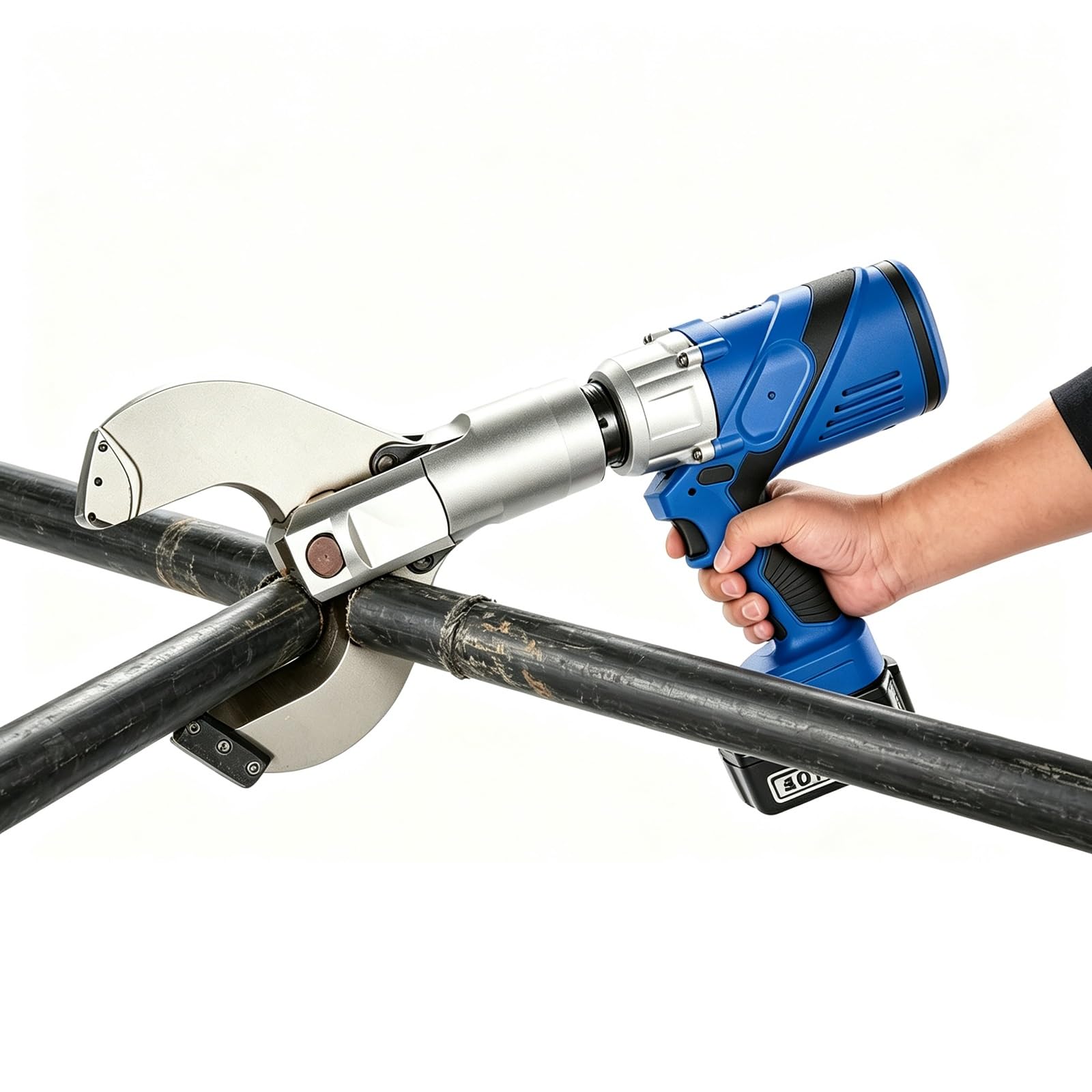 Hydrauliczna maszyna do cięcia drutu, narzędzie elektryczne zasilane baterią 18 V z wyświetlaczem LED do kabli miedzianych, aluminiowych i opancerzonych, siła wyjściowa 60 kN-250 kN, zestaw przenośny