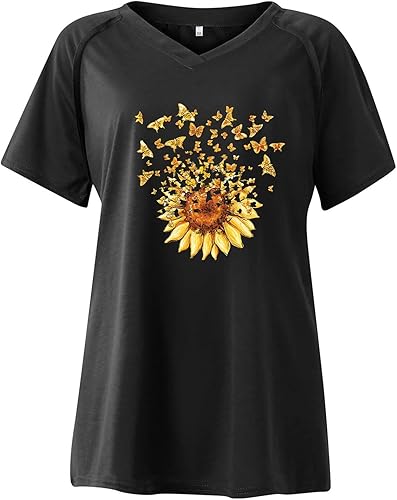 Miniatura 3 de Camisetas de manga corta a la moda, lindas camisetas para mujer, talla grande, sexy, cuello en V, blusas elegantes, informales, básicas, de gran
