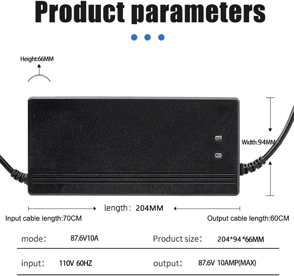 72V/87.6V 10A LiFePO4 Battery Charger for 72V(76.8V 24Strings) Lithium Iron Phosphate Battery,Smart Lithium Battery Charger