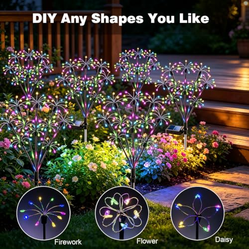 Solar Garden Lights Outdoor 2-Layer Multicolor Fairy Firework Lights 8 Pack by ZNYCYE - Used condition - Image 3