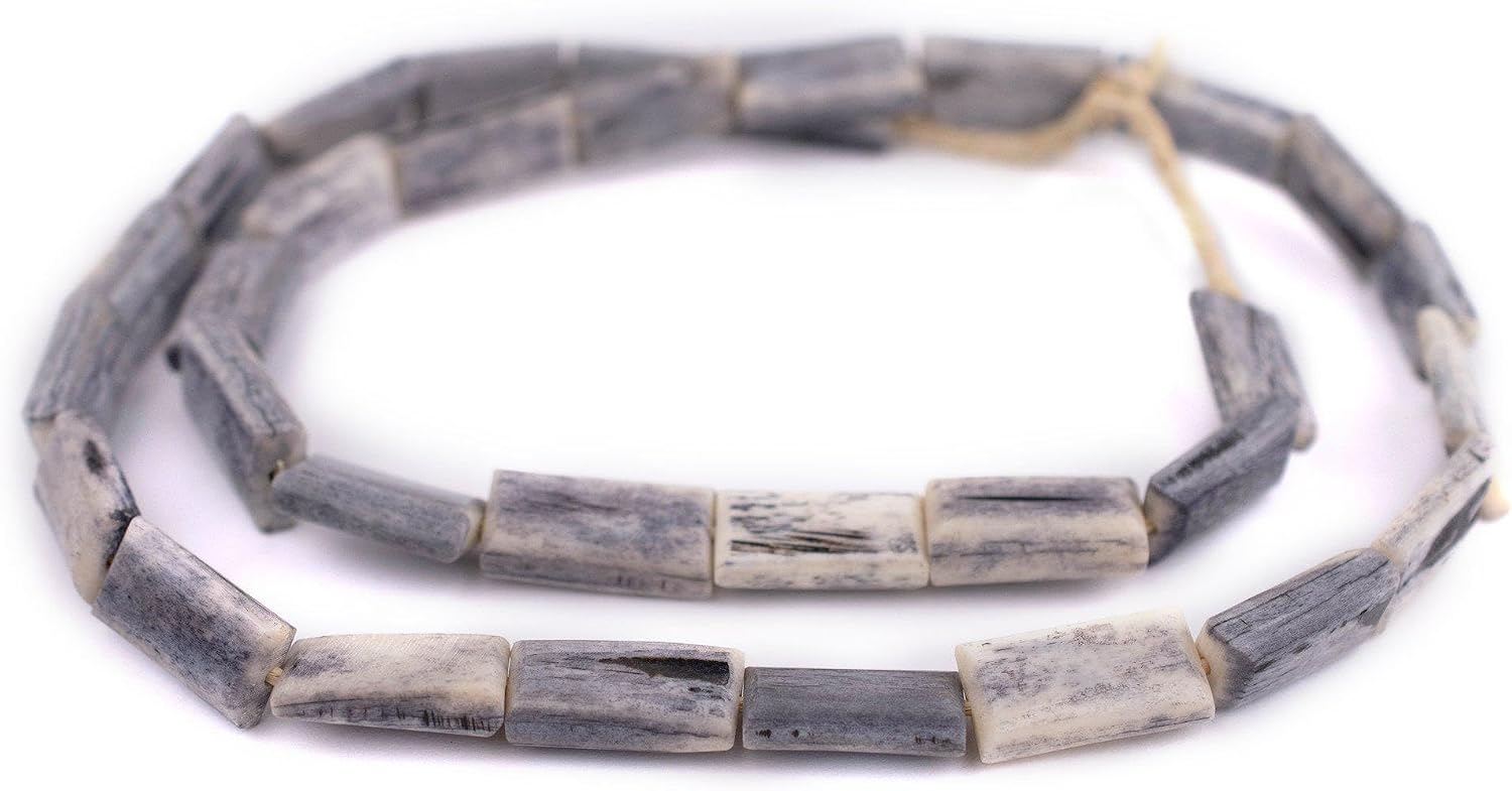 The Bead Chest Grey Kenya Bone Beads (Rectangular)