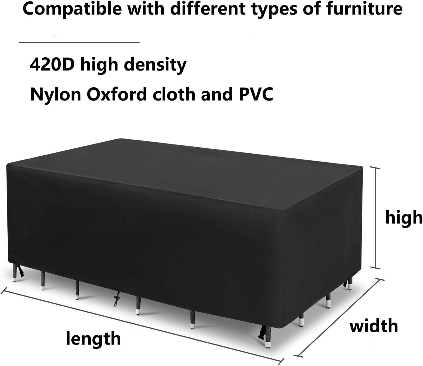 Patio Furniture Covers Waterproof 91"L x 91"W x 26"H/230x230x65cm, Rectangular Outdoor Furniture Set Cover, Sectional Sofa Couch Set Covers for Winter, Protect Your Outdoor Furniture - Black