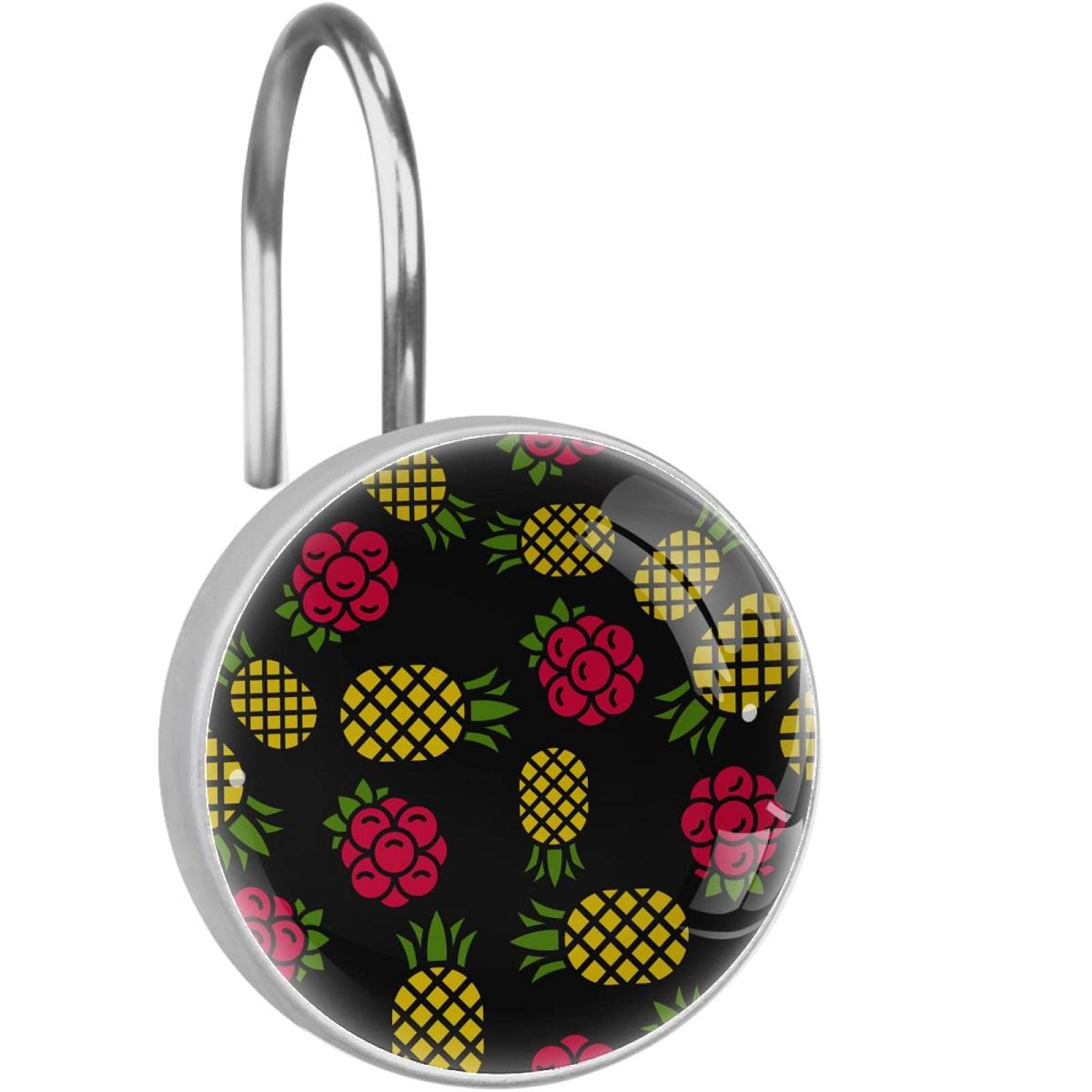 Crochets décoratifs en acier inoxydable lot de 12 anneaux robustes pour rideau de douche noir