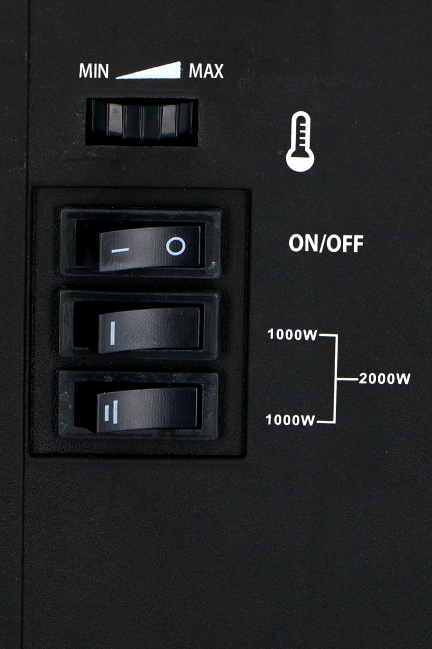 Torino Camineo Elettrico - Caminetto Elettrico con Riscaldamento, Pannello di Controllo e Timer - Stufa Elettrica con Fiamme LED - 2000W - Libera Installazione - Nero