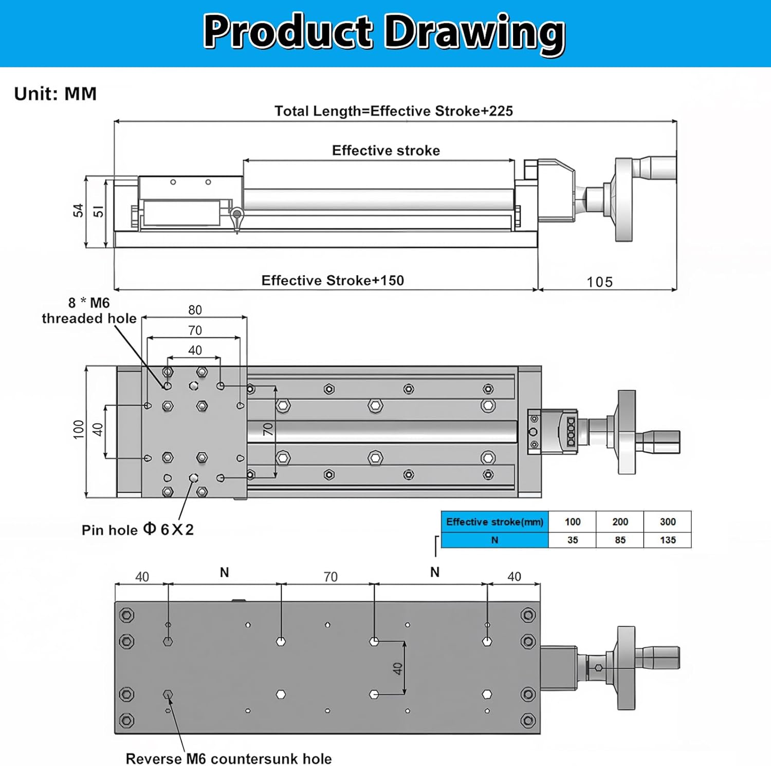 Manual Linear Motion Sliding Table with Self-Locking, Digital Display, Linear Module, Dual Rail, Z-Axis, Horizontal Max Load: 220 lb(100 kg), 8'' (200mm) for CNC and DIY.