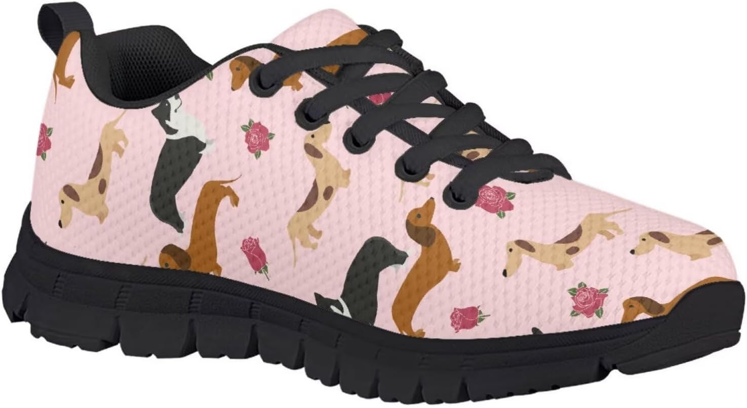 Ladybug Shoes for Girls Lightweight Kids Trainer Running Sneakers Lace Up Tennis Shoes Outdoor School Travel