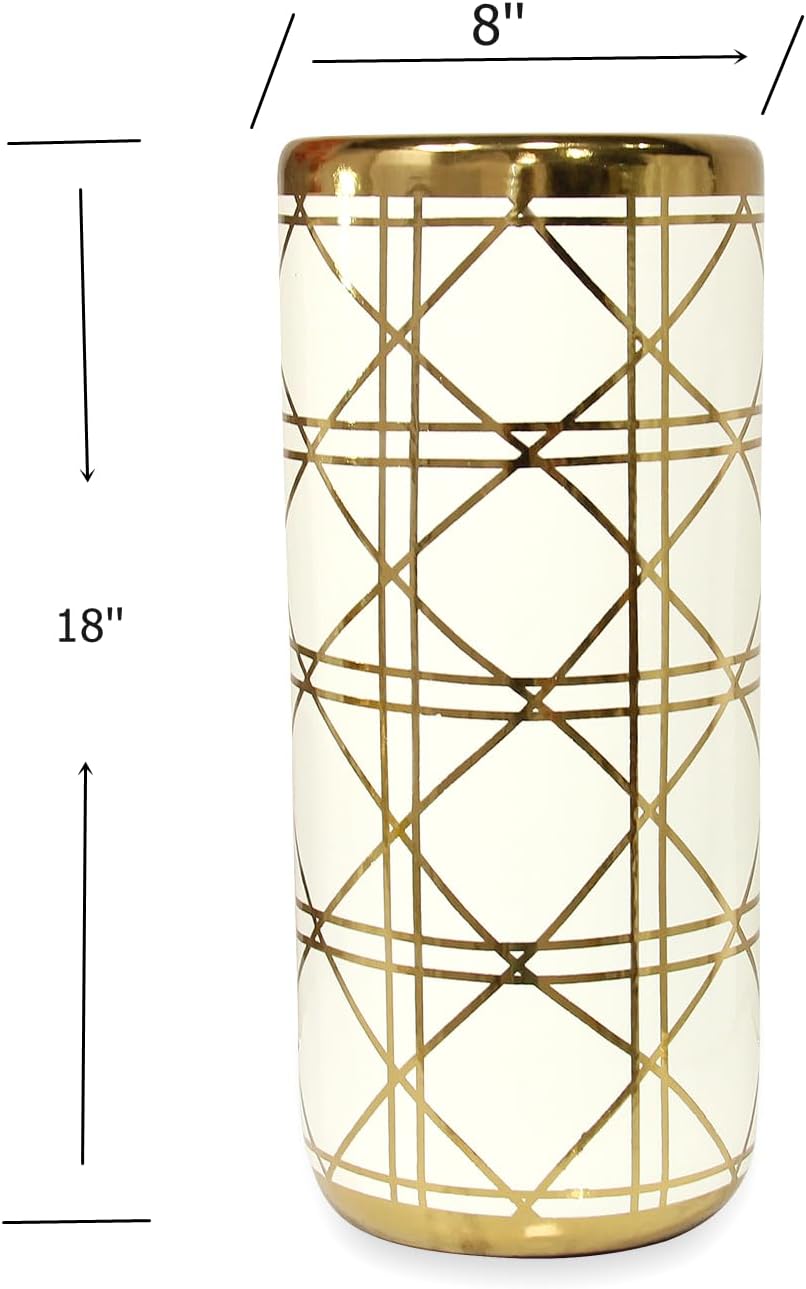 ZOEJADE Porcelain Ceramic Umbrella Stand Umbrella Holder Modern Style Floor Vase for Storing Canes Walking Sticks for Entryway Indoor 18'' High