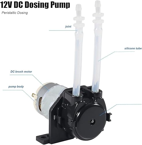 Miniatura 2 de Bomba dosificadora peristáltica peristáltica de 12 V CC Bomba peristáltica de bajo flujo líquido pequeño con conector para acuario laboratorio