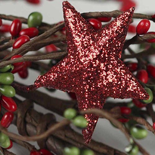 Christmas Artificial Glittered Pip Berry and Star Garland - Winter Rustic Berries, Farmhouse Home Decor for Table Arrangements, Fireplace Mantel, and Christmas Centerpiece Decorations (48" Long)