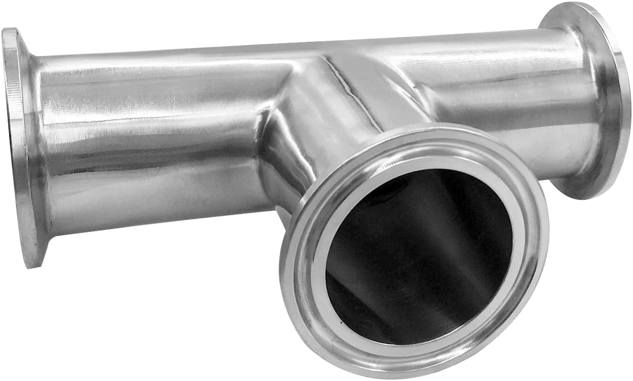 1.5" Tri Clamp Tee 3 Way Stainless Steel 304 Sanitary Fitting Fits 1.5" Tri clamp, Pipe OD 38mm(Pack of 2)