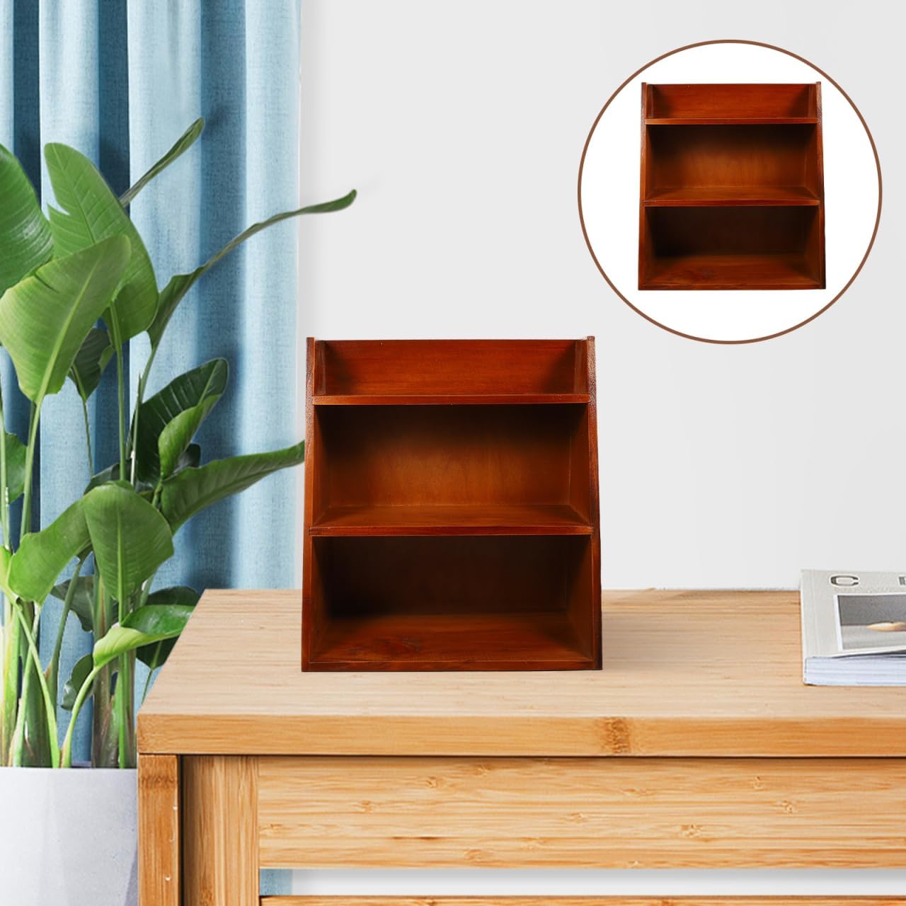 DOITOOL Desktop Organizer Rack Multi Layer Storage for Office Accessories Sturdy Wood Craft Sundries Holder Compact and Space Saving Design for Home and Office Use