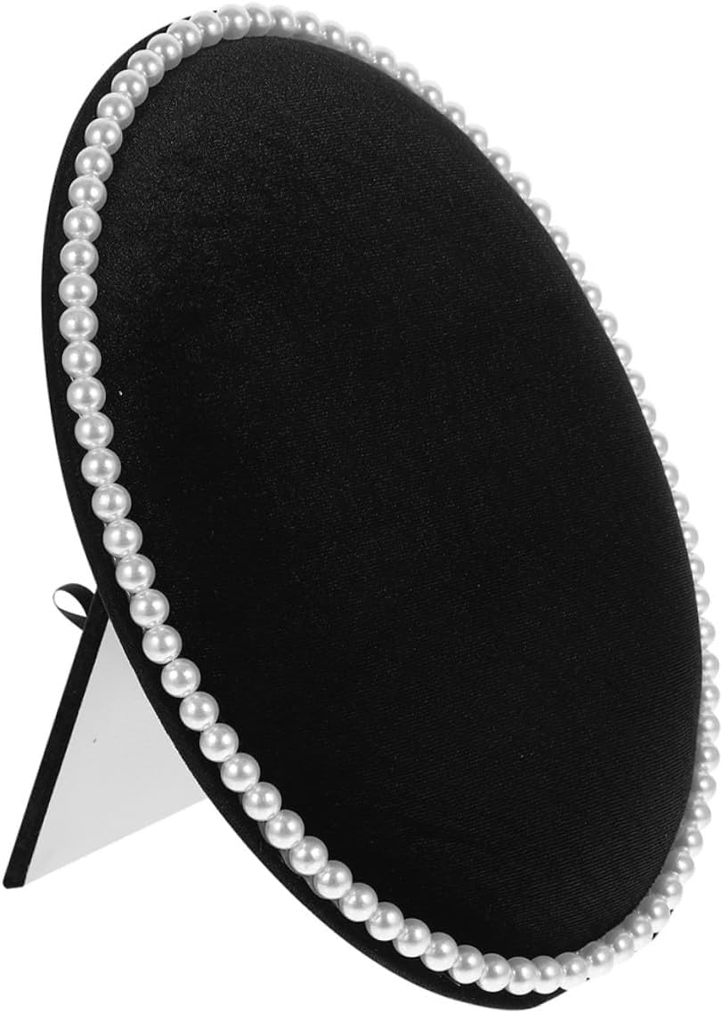 Toyvian Jewelry Display Stand Earring Stand Wall-mounted Oval Pearl Panel Black Velvet Large Earring Organizer Rack for Women Home Accessory Storage