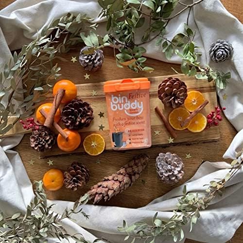 Bin Buddy Festive Orange & Cinnamon 450g, Bin Freshener Deodoriser Powder, Leaves Your Bin Smelling Great, Suitable for Indoor and Outdoor Bins