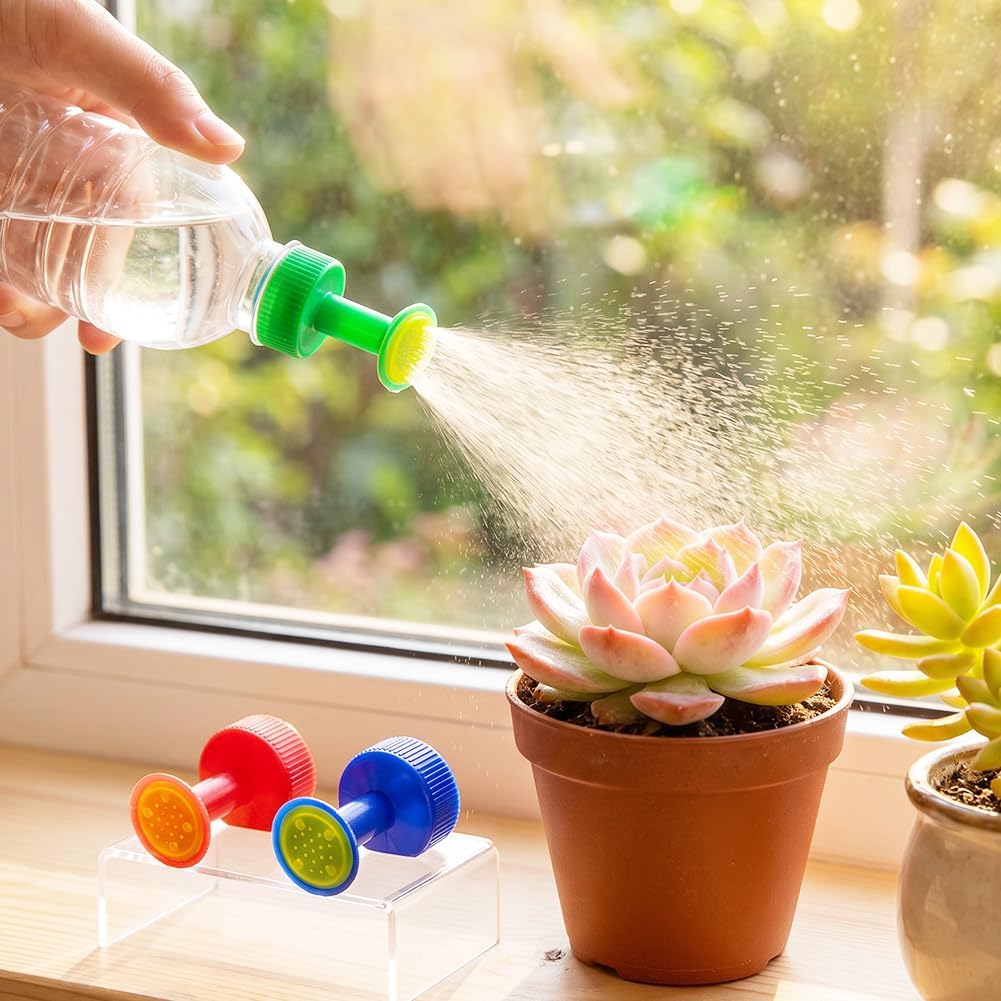 3 Pcs Watering Can with Coke Bottle Cap Sprinkler for Plants and Pots - Indoor Nursery and Bonsai Gardening (Red + Green + Blue)