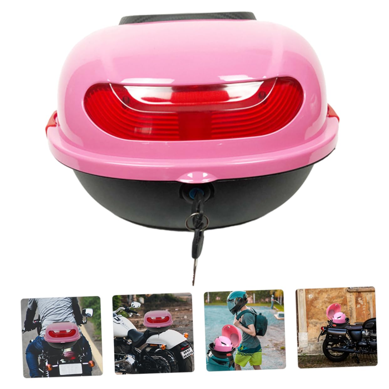 Ciieeo Bauletto Moto in Pp Rosa con Schienale, Design Rinforzato e Interno Capiente, per Viaggio e Conservazione Sicura degli Oggetti