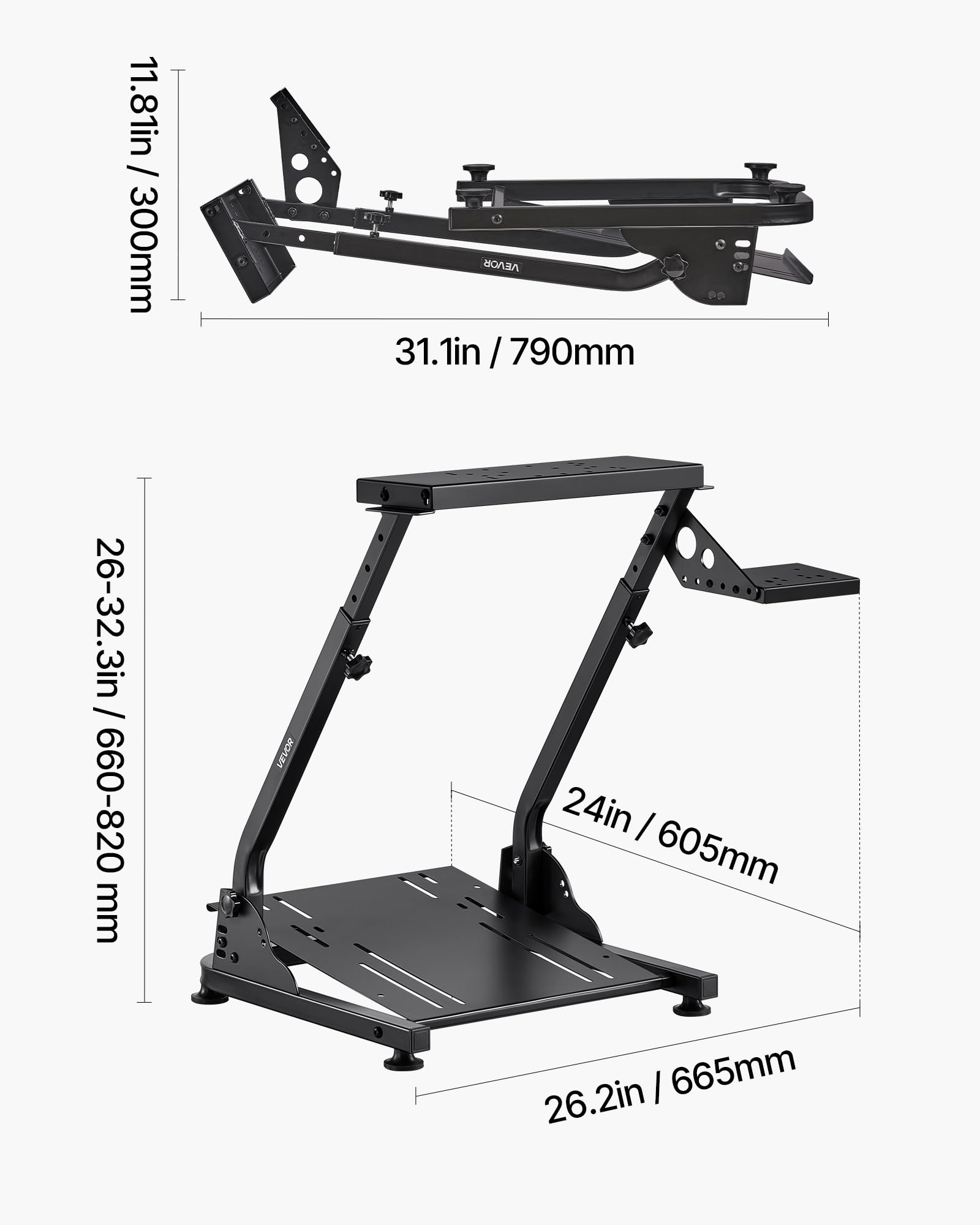 VEVOR Supporto Volante da Corsa Pieghevole Regolabile per Logitech G29 G27 G920 G923 Thrustmaster T300RS T300GT T248 TS-PC TSXW Gaming Cockpit