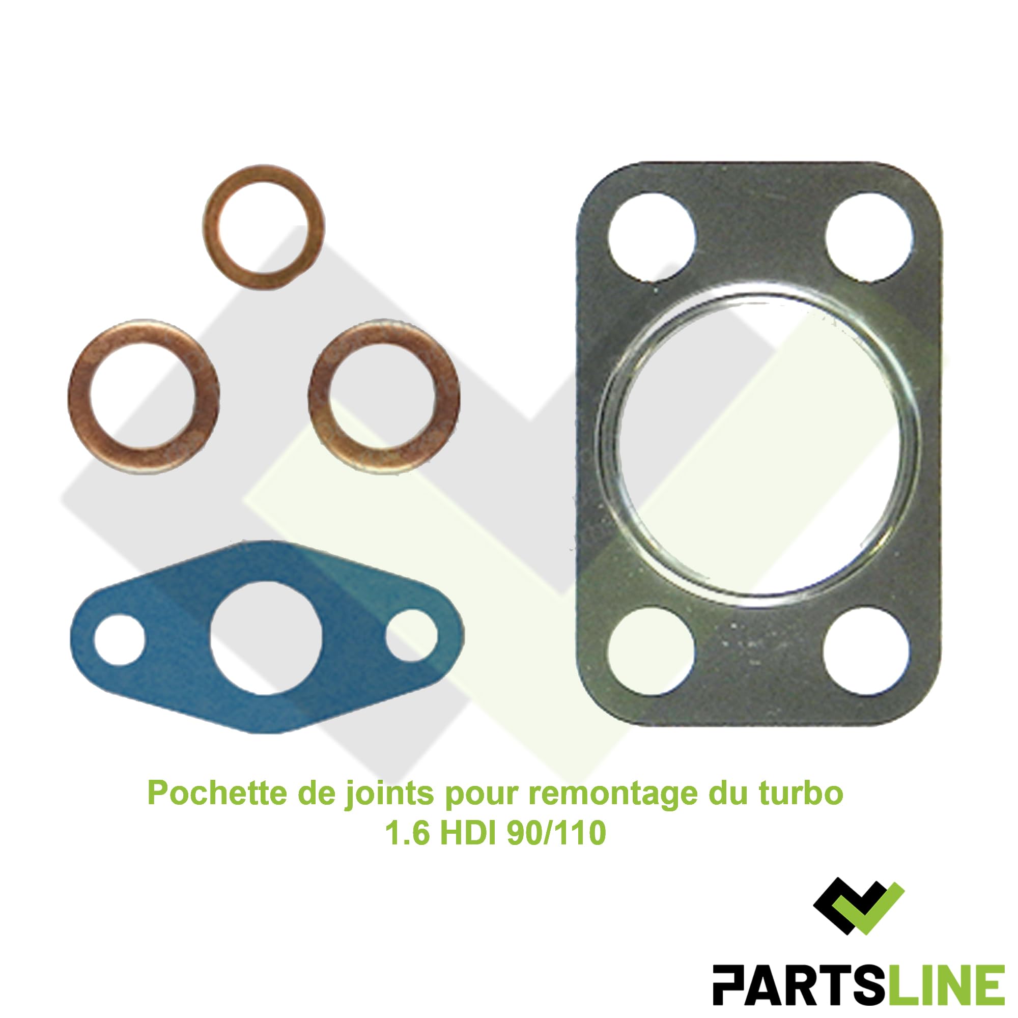 Partsline Pochette de Joints de Turbocompresseur compatible avec BERLINGO C2 C3 C4 PICASSO C5 XSARA PICASSO 1007 206 207 307 308 407 5008 PARTNER C30 S40 II S90 II V50 V70 1.6 HDI D