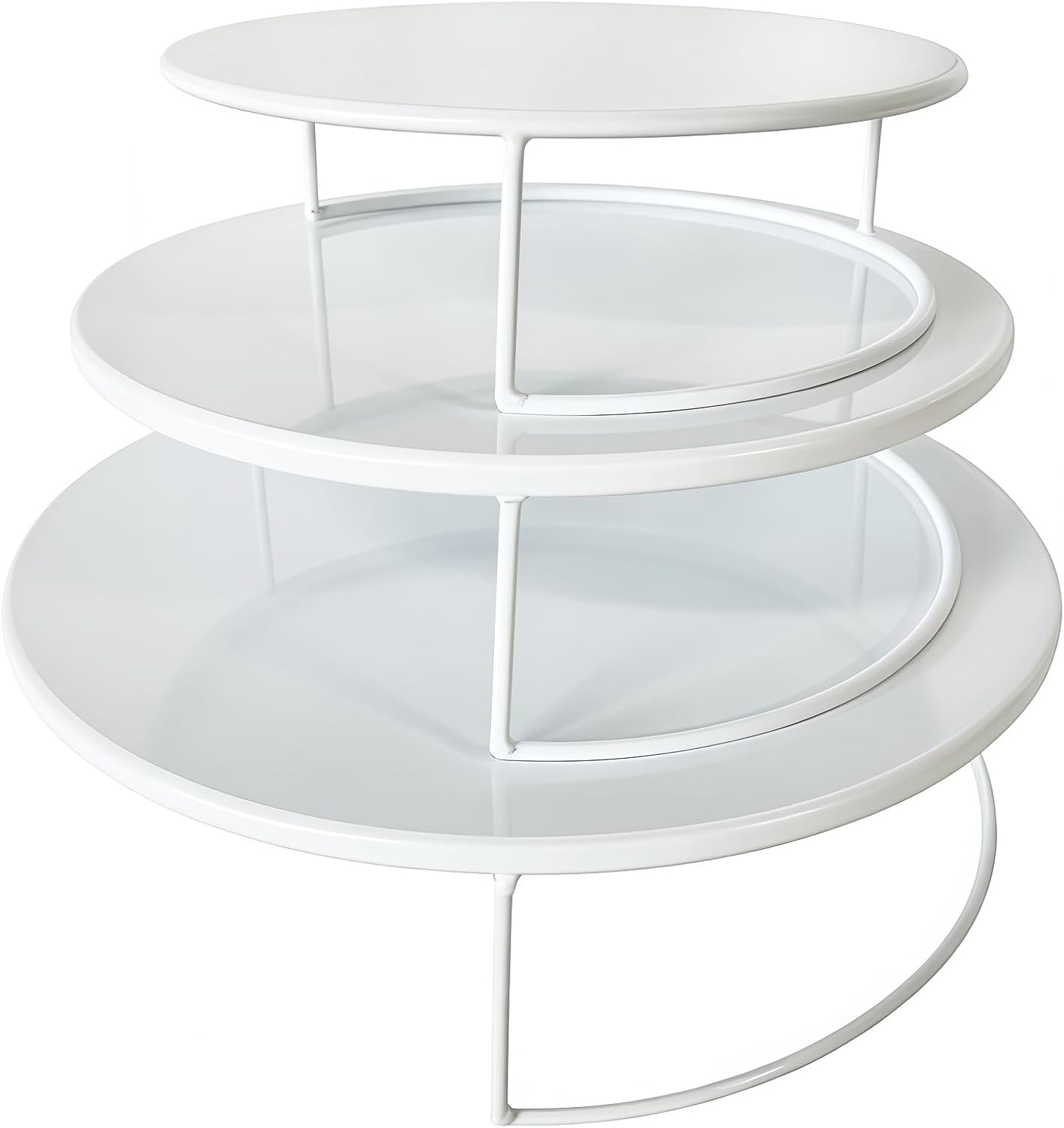 3 Pcs Half-circle Nesting Metal Cake Stand Set, 8/10/12 inch Dessert Table Display, Perfect for Baby Showers, Weddings, Birthdays (White)