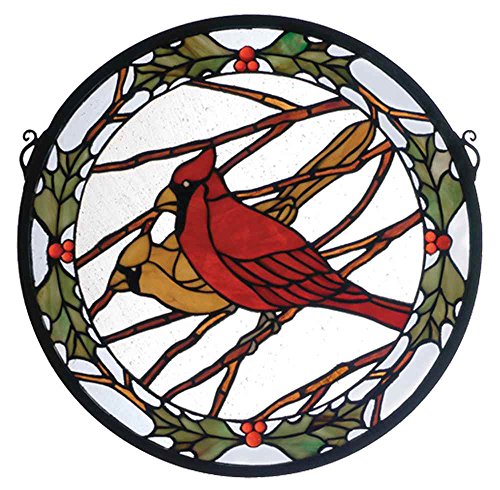 Meyda 15 Inch Round Cardinals & Holly Window Windows