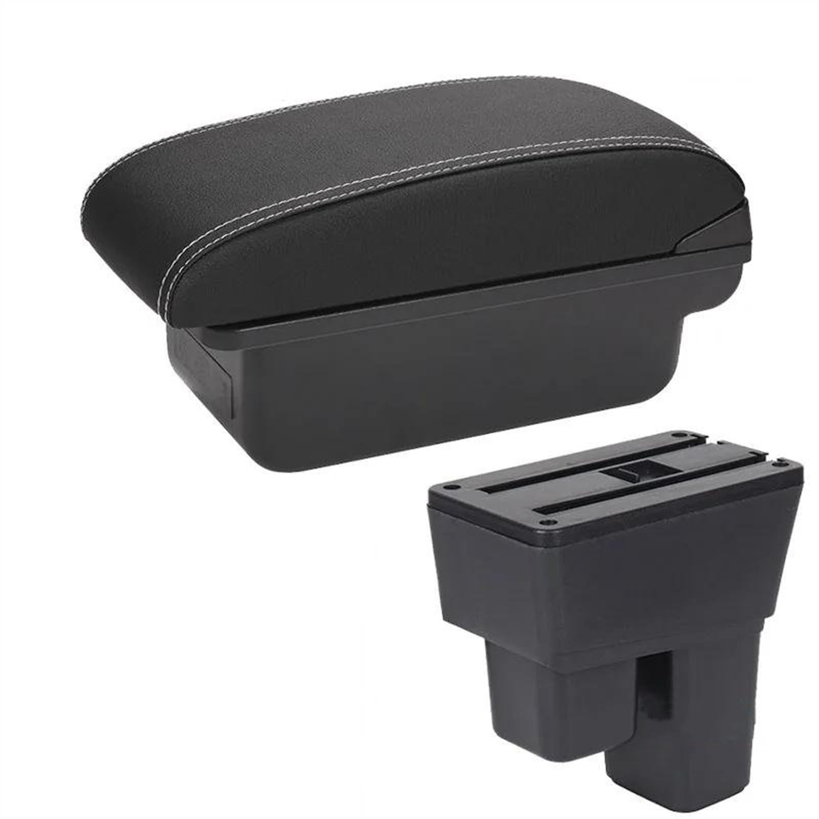 NMJLQW Storage Rack Car Center Console Storage Box Multifunctional Armrest Storage Box Interior Accessories For Fit For Jazz 2 2008-2013(C3 Black white NOUSB)