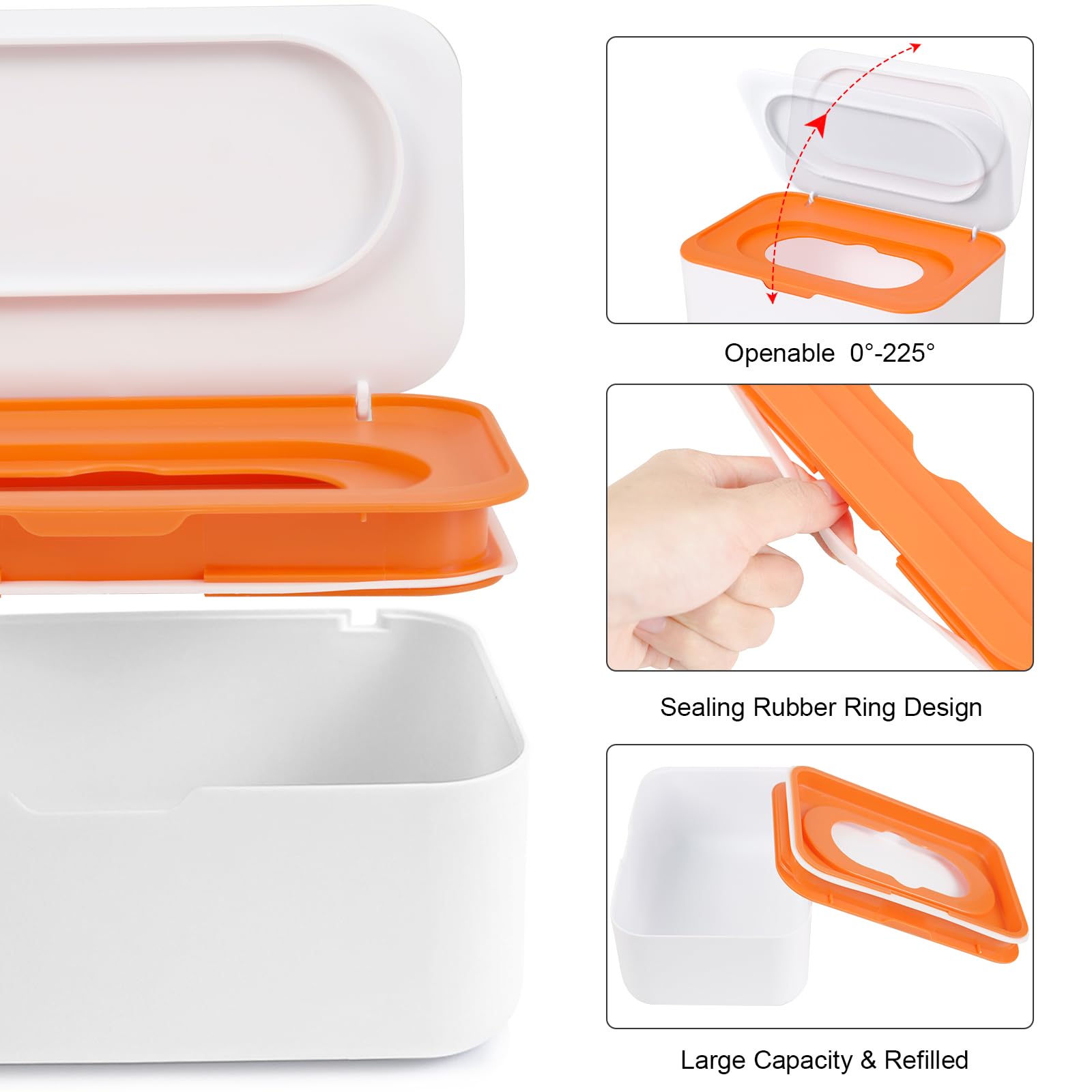 Lot de 8 distributeurs de lingettes pour bébé réutilisables et pochette portable pour lingettes humides, étui rechargeable avec couvercle pour salle de bain, chambre d'enfant, cuisine, bureau, voyage