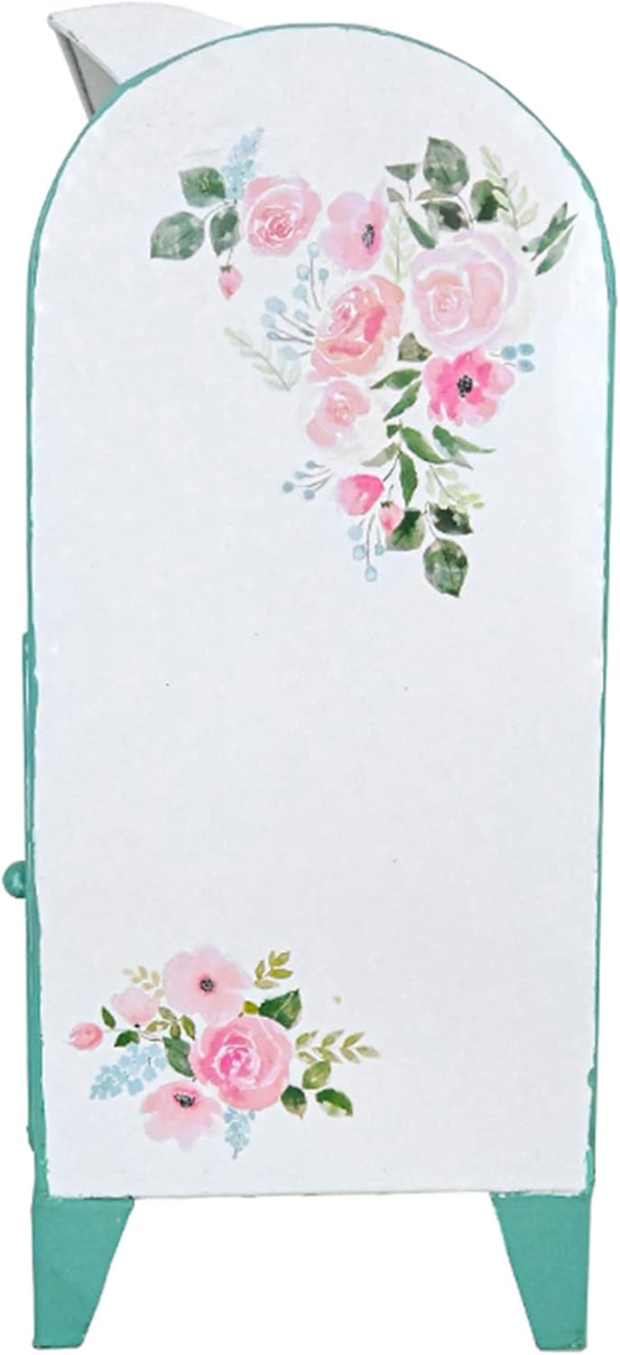 BIG FORTUNE Post Box Vintage Wedding Mailbox Mail Boxes/Wall Mount Outside Suitable for Decor Antique Style Nostalgic Charm Home Metal Mailbox Retro Style White Blue