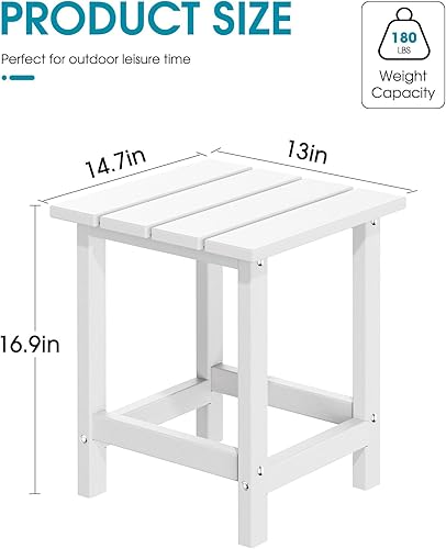 Miniatura 3 de MUCHENGHY Adirondack Mesa auxiliar para exteriores, mesa auxiliar de patio de 14.7 pulgadas, resistente a la intemperie, mesas auxiliares de