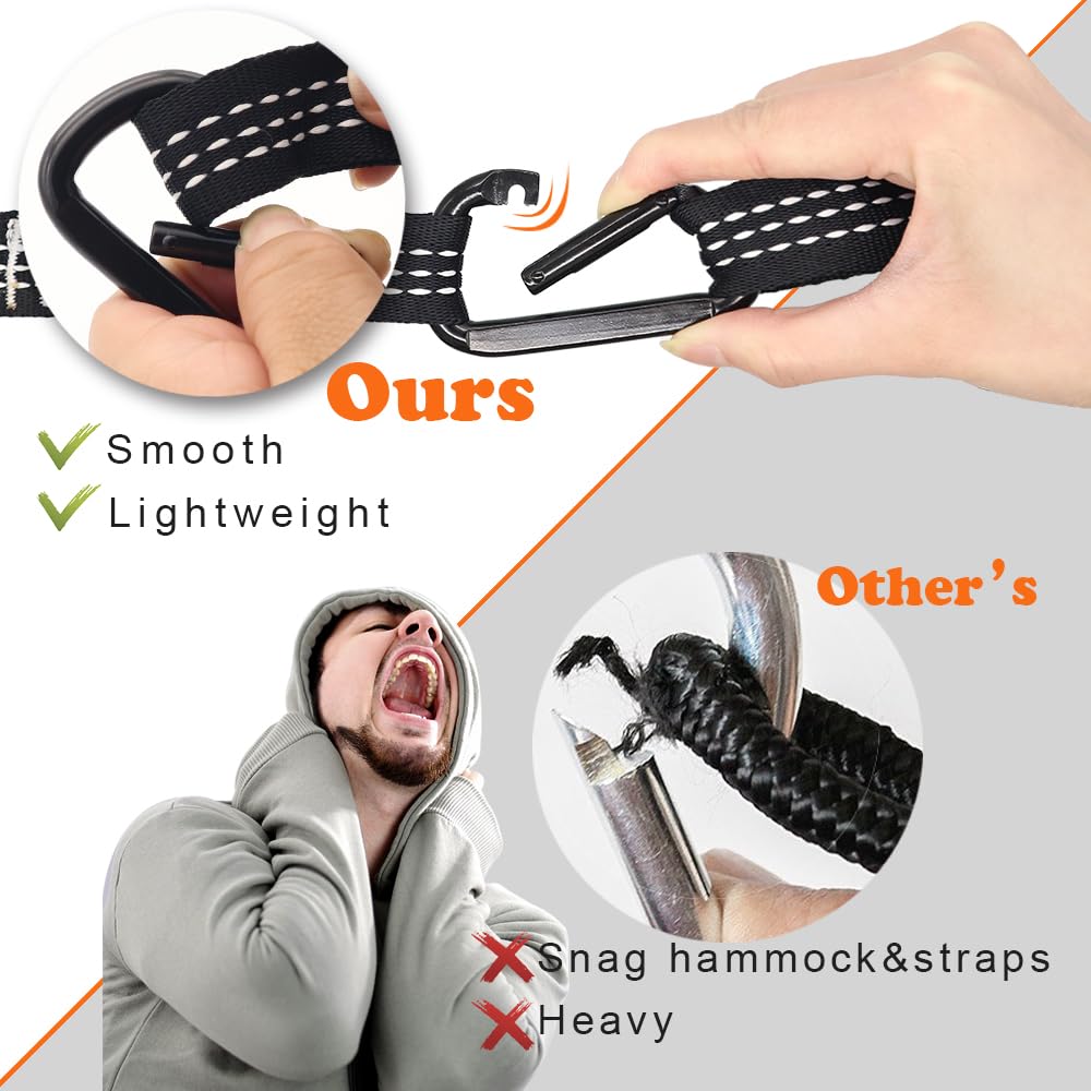 Anortrek Hamak outdoorowy, 2-osobowy, 300 x 200 cm, nośność 250 kg, ultralekki, akcesoria kempingowe z paskami na drzewo, oddychający nylonowy hamak podróżny do wędrówek i ogrodu