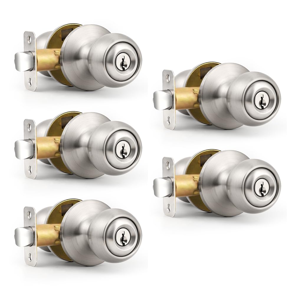 Probrico Brushed Nickel Privacy Door Knobs - 5 Pack -28