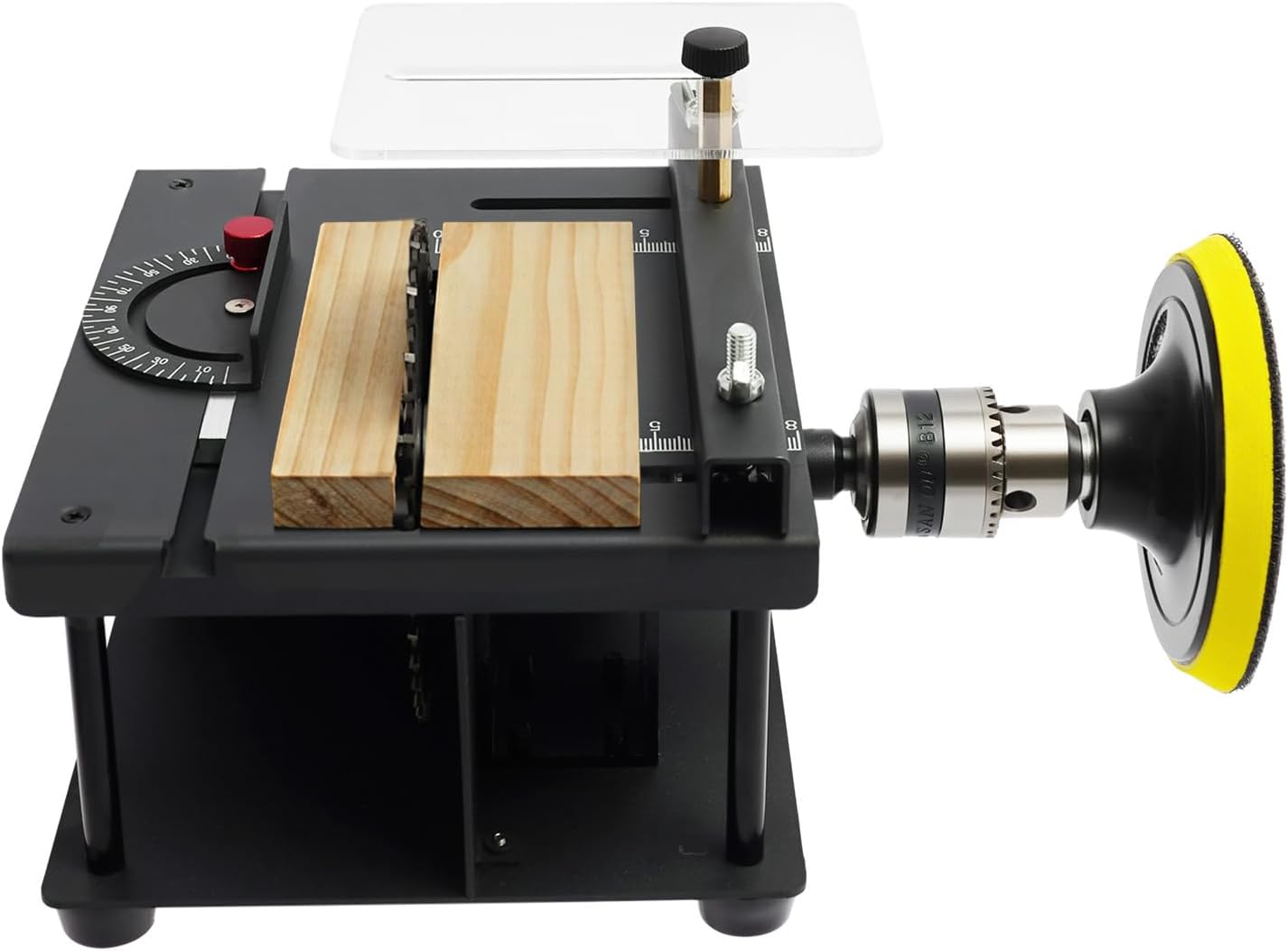 200W Multi-Functional Mini Table Saw, High Precision DIY Model Table Saw for Wood Acrylic Cutting, 0-90° Angle & Speed Adjustable, 35mm Depth with 110mm Blade