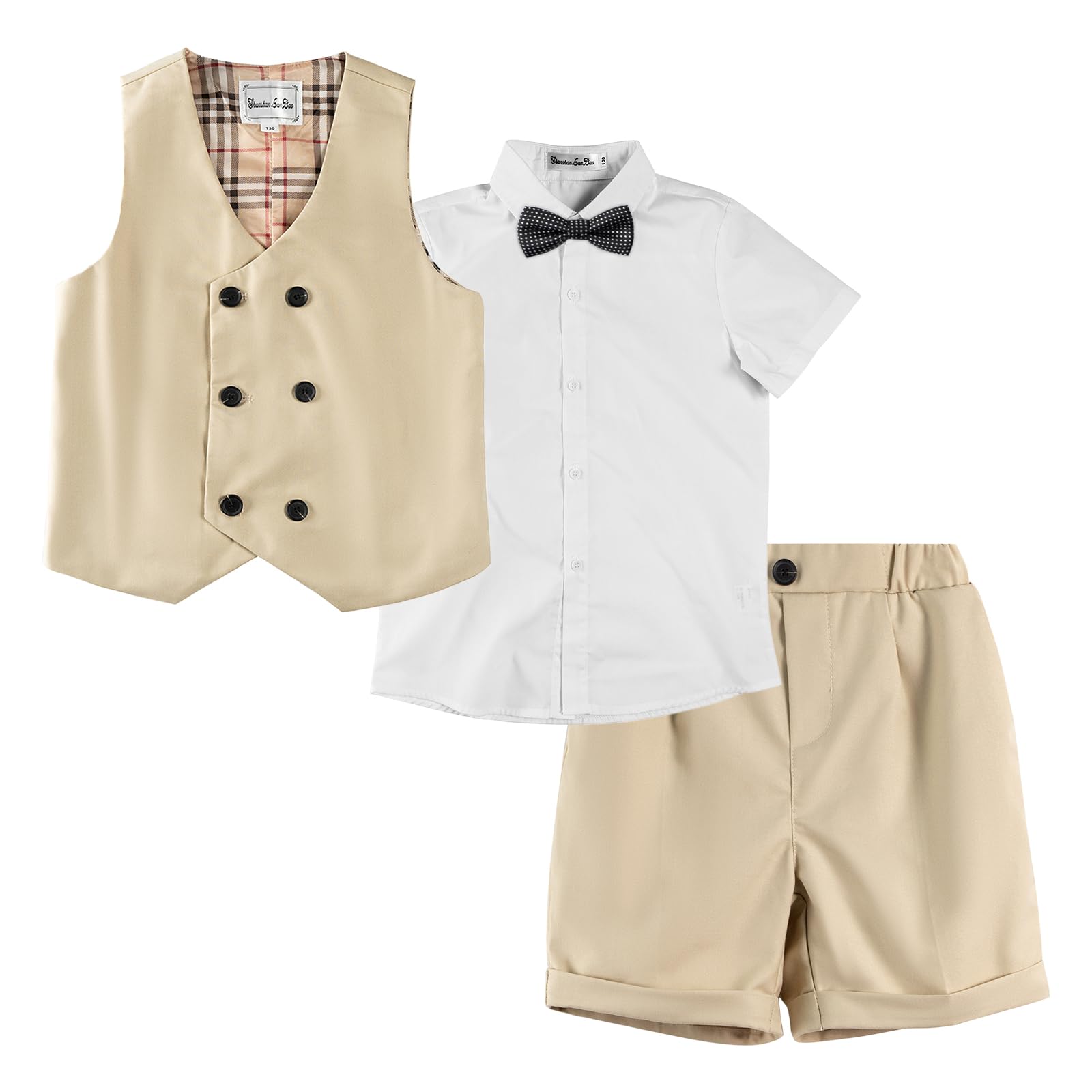 LOLANTA Conjunto de Verano para Niños, Traje de Chaleco Cruzado, Ropa para Cumpleaños y Ocasiones Especiales, 2-11 Años