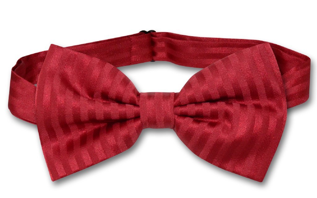 Vesuvio Napoli BOWTie RED Color Striped Vertical Stripes Men's Bow Tie