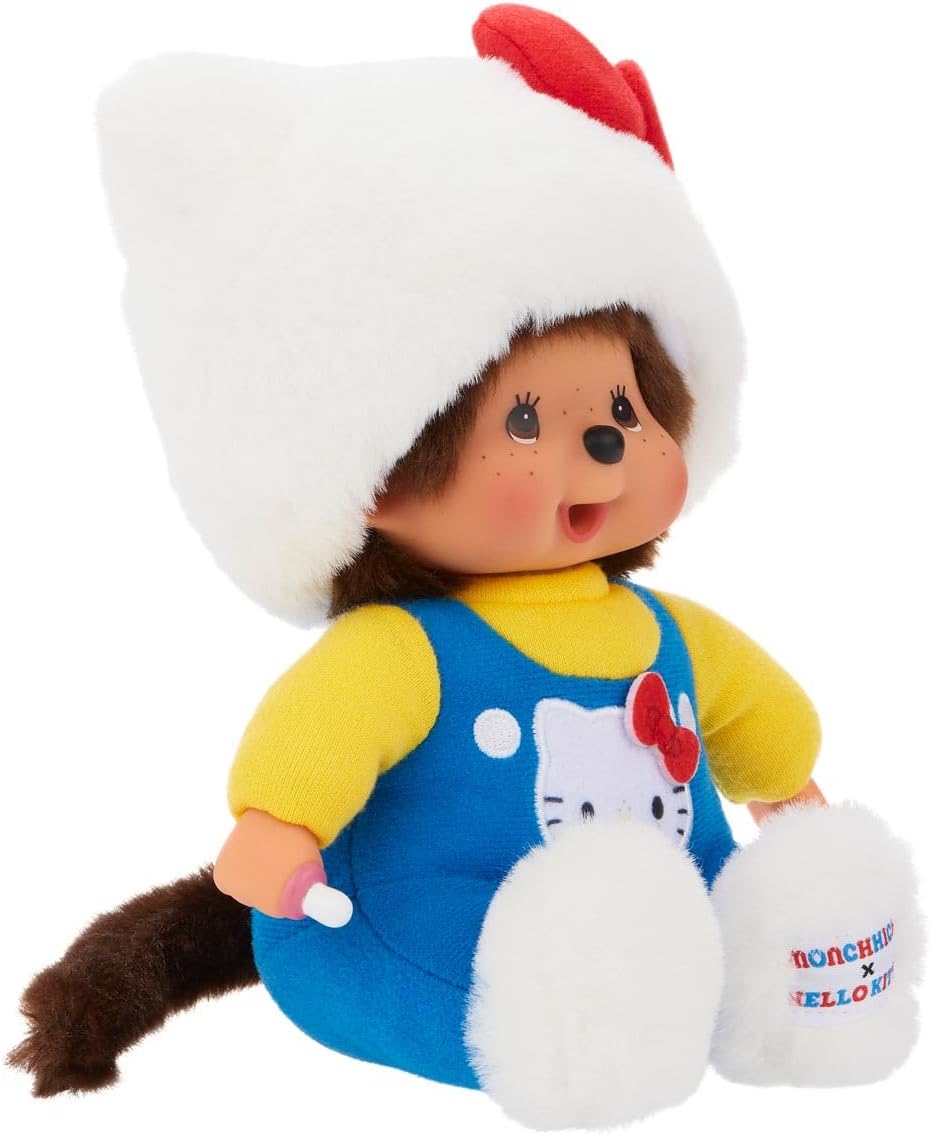 Monchhichi x Hello Kitty Costume Plush Doll - 7" Sitting Monchhichi