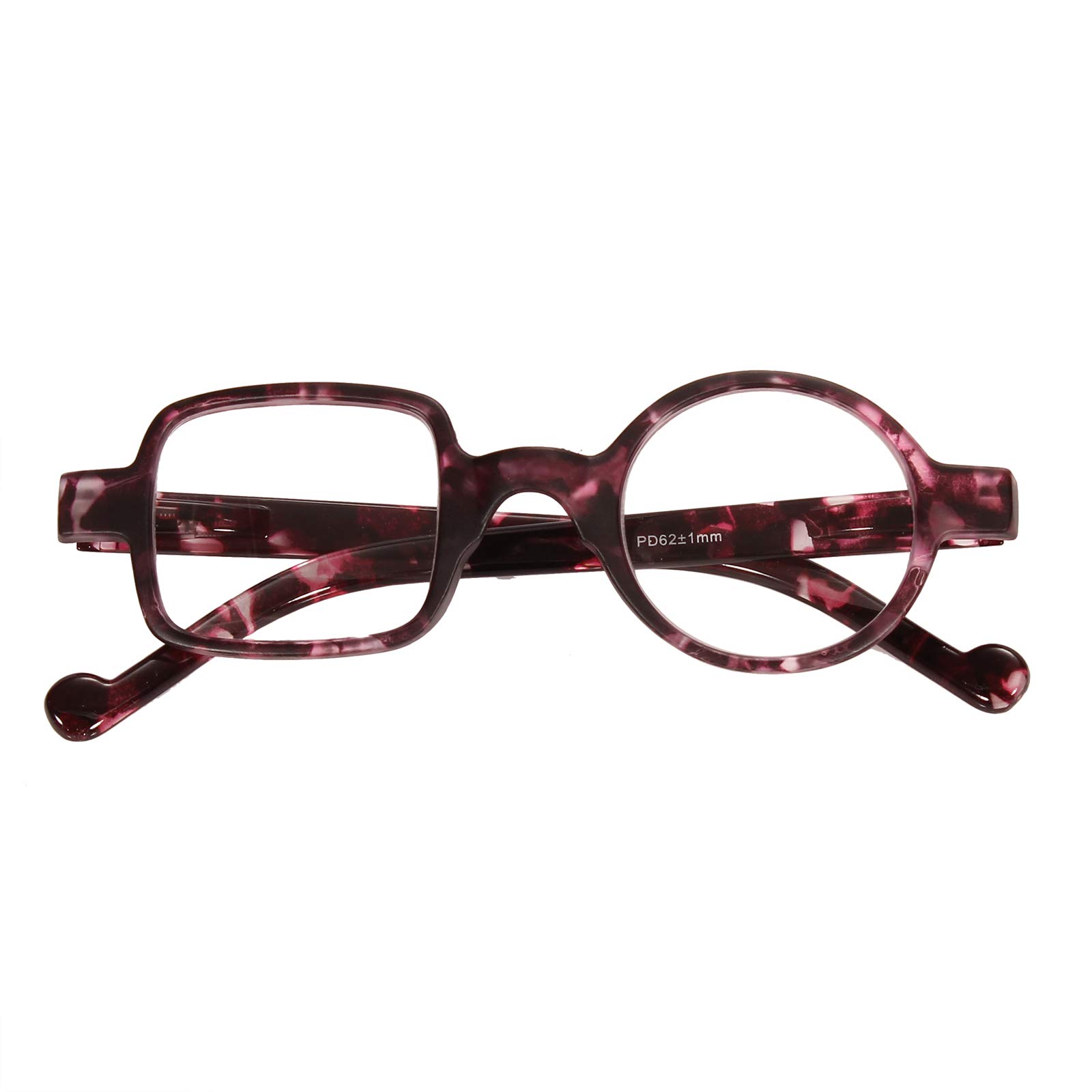 Agstum Purple Leopard Odd Readers One Square And One Round Vintage Reading Glasses (, +3.50)