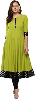 Yash Gallery Womens Cotton Bandhej Print Anarkali Kurta