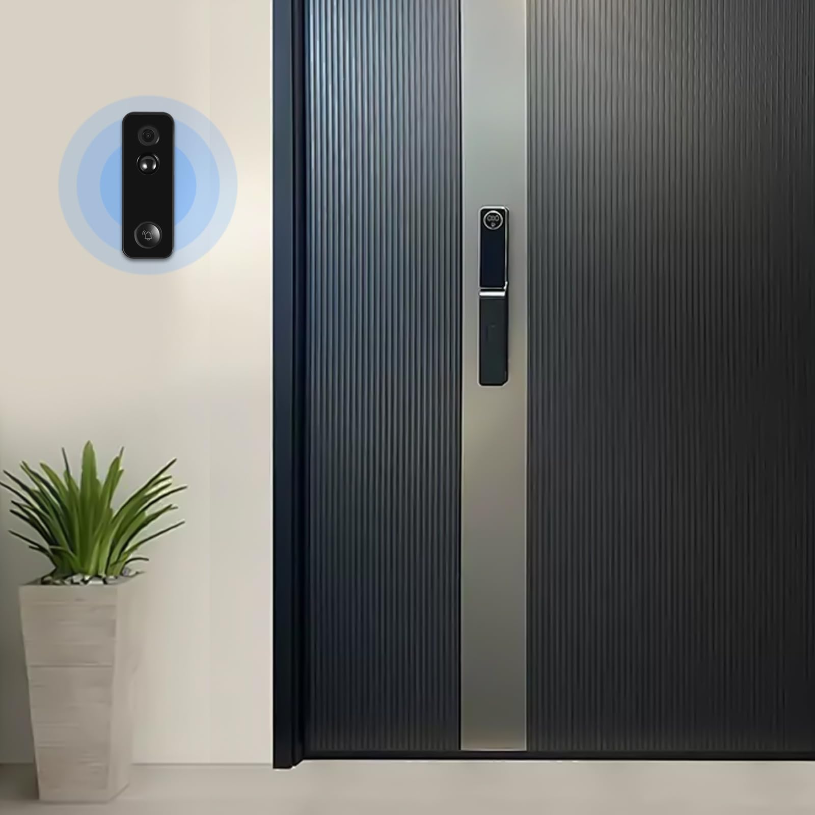 Timbre de puerta inteligente con cámara gran angular de 3 MP, 110°, volumen ajustable y varios tonos de llamada, compatible con memoria SD y nube, WiFi, 5200 mAh, resistente al agua