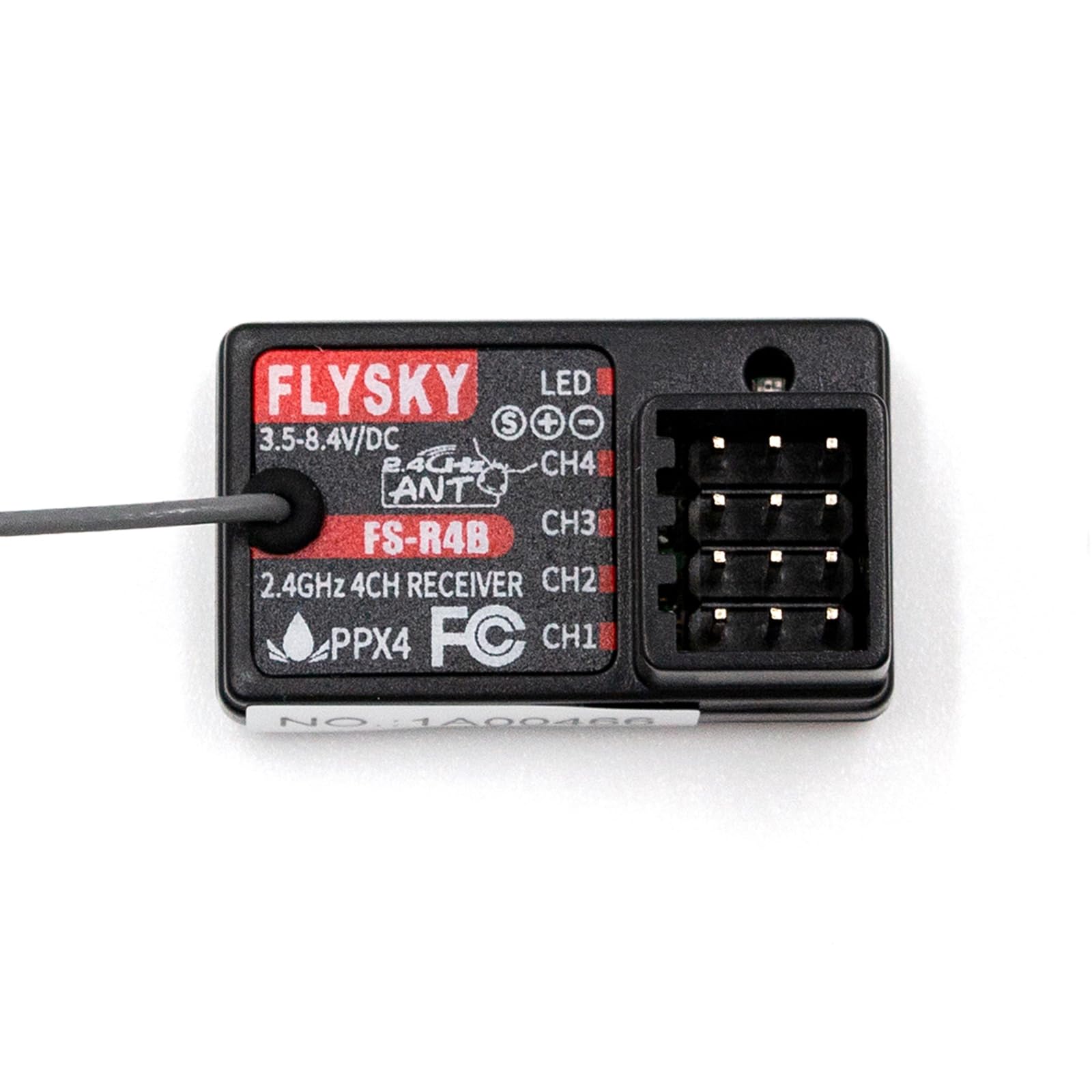 GoolRC Flysky FS-R4B Receiver, 2.4GHz 4CH Receiver ANT Protocol Single Antenna PWM Output Compatible with Flysky FS-G7P FS-ST8 Radio Transmitter for RC Car and Boat