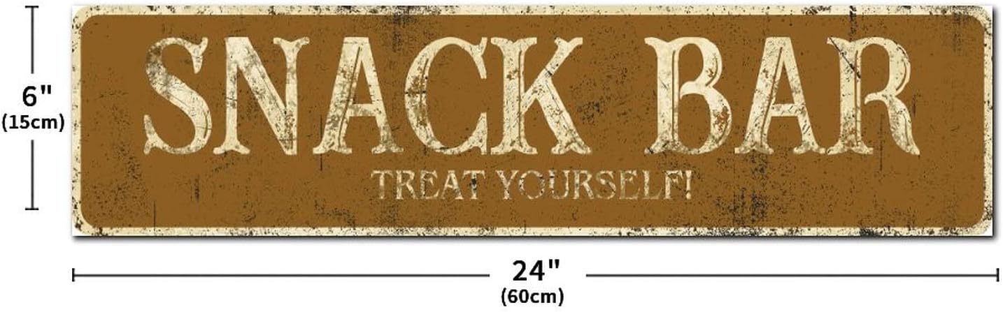 Madcolitote Rustic SNACK BAR Wood Signs Snack Bar Treat Youself Street Signs Customized Ancient Retro Wood Plaque Farmhouse Wall Art Wall Decor for Home Man Cave Gate Garden Bars Cafes 6x24in