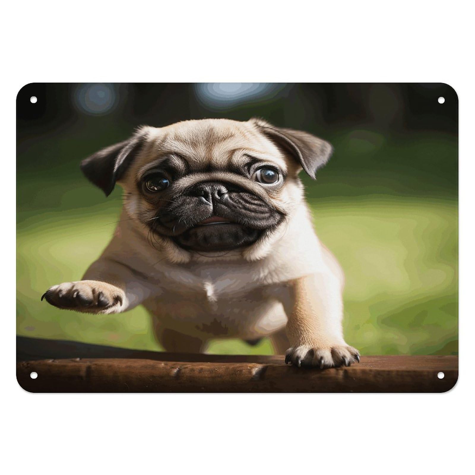 Fekiloot Style Pug Puppies Wall Decor Iron Painting Metal Sign