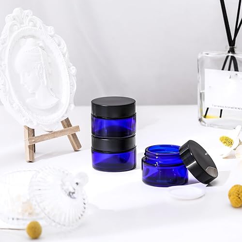 Miniatura 7 de 60 tarros de vidrio transparente de 1 onza con tapas, tarros redondos de vidrio para cosméticos, pequeños recipientes de viaje con forro interior