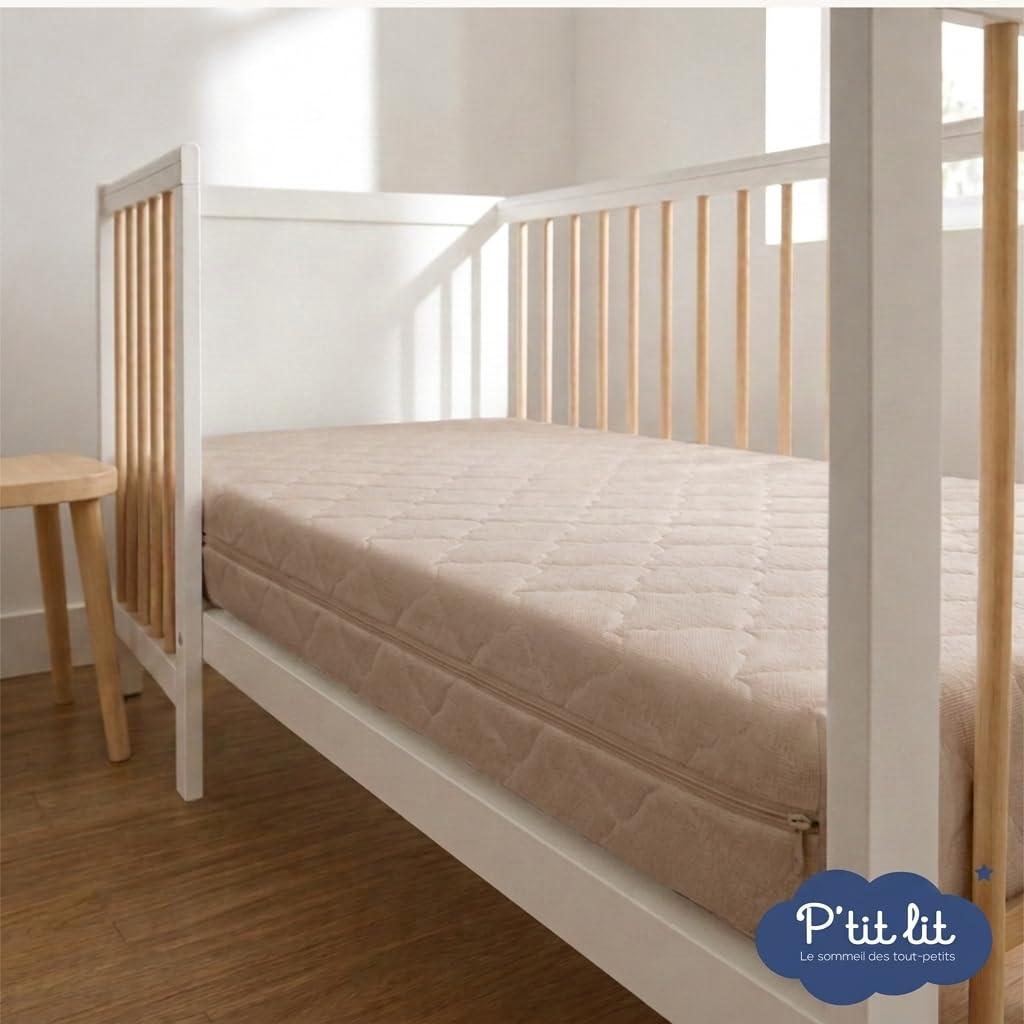P'TIT LIT - Matelas Enfant/Bébé Coton Bio - 70x140 cm - 100% Coton : matière Naturelle d'origine Végétale - sans Traitement Chimique - Déhoussable - Oeko Tex® - Fabrication Française