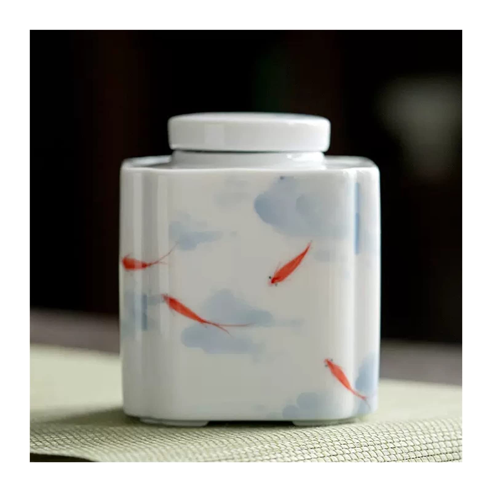 zhangrui1888 Tea Canister White Ceramic Airtight Lid Tea Canister for Loose Spice Coffee Bean Caddy Storage Porcelain Jar for Herb Spices Sugar, 100ML Tea Storage