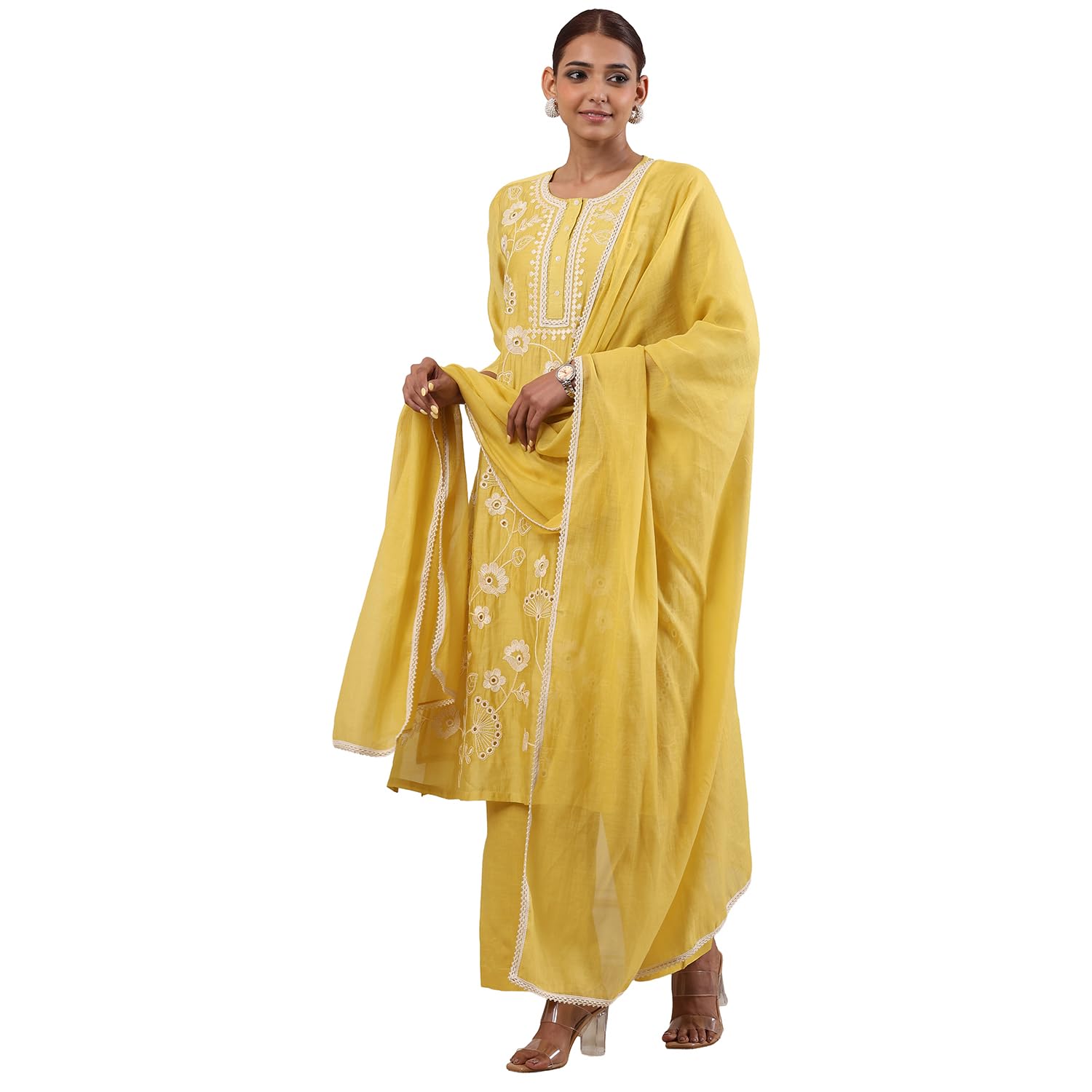 biba Women Schiffli Embroidered Straight Suit Set-picture-16