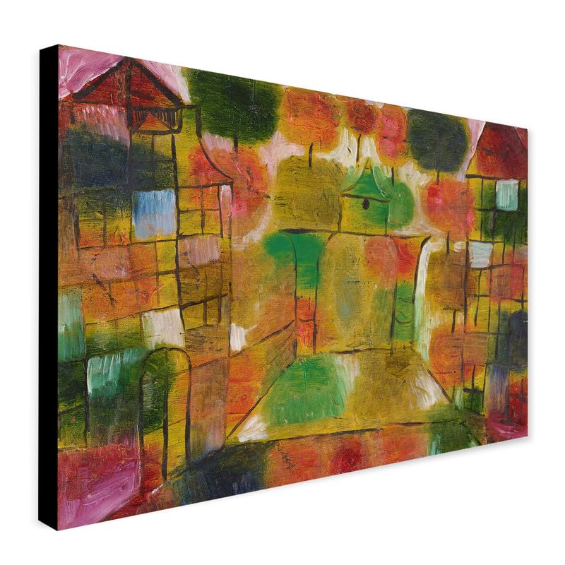 Tree and Architecture - Rhythms by Paul Klee - Wrapped Framed Canvas Wall Art (A3 [16 x 12 inch / 41 x 30 cm])