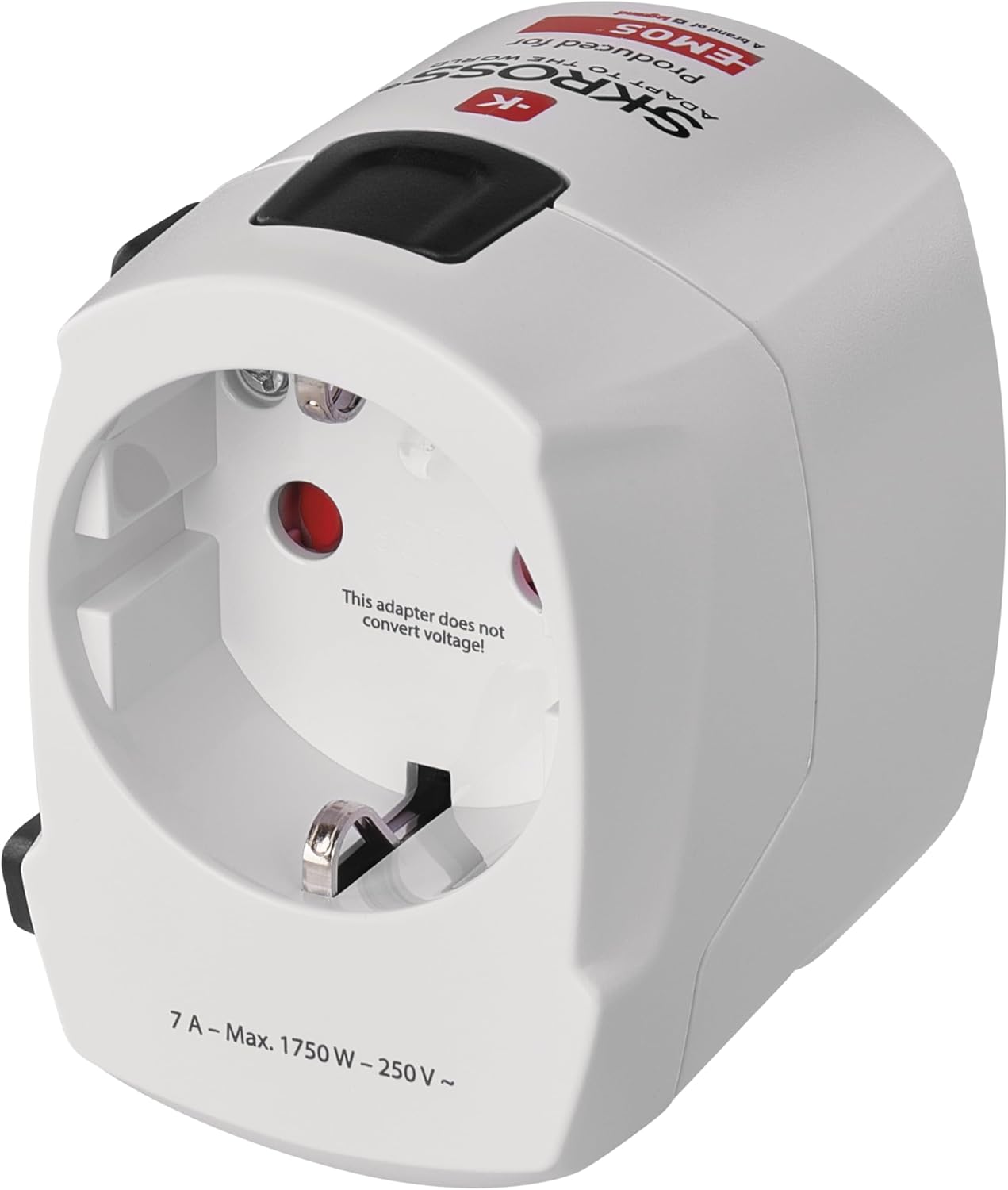 Adattatore da viaggio universale EMOS per paesi europei ed esteri (USA, Regno Unito, Svizzera, Italia, Asia, Australia, India) 250 V~/7 A max.