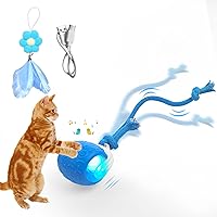 Vista 1 de Juguetes interactivos para gatos: bola móvil ágil con cola de malla elástica para gatos y gatitos de interior Azul