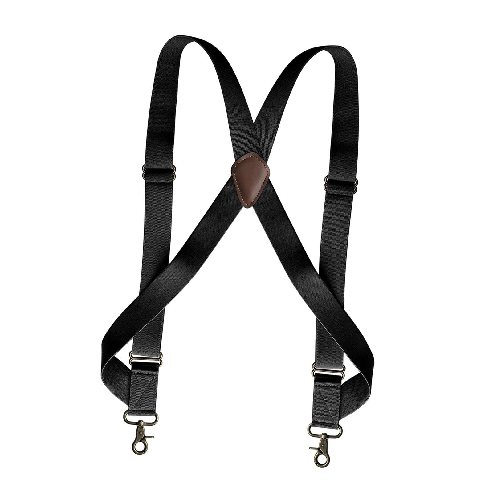 Tirantes giratorios para hombre en forma de X, elásticos, 3,6 cm de ancho, ajustables, color café